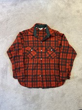 Vintage 60s 70s Woolrich Buffalo Plaid Wool Shirt Jacket Flannel L Made In USA