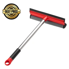 2 in 1 Standard Window Squeegee, Car Squeegee with 17" Poles, 1 Pole, Red 