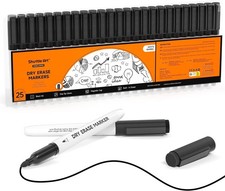 Dry Erase Markers, 25 Pack Black Magnetic Whiteboard Markers with Erase, Fine