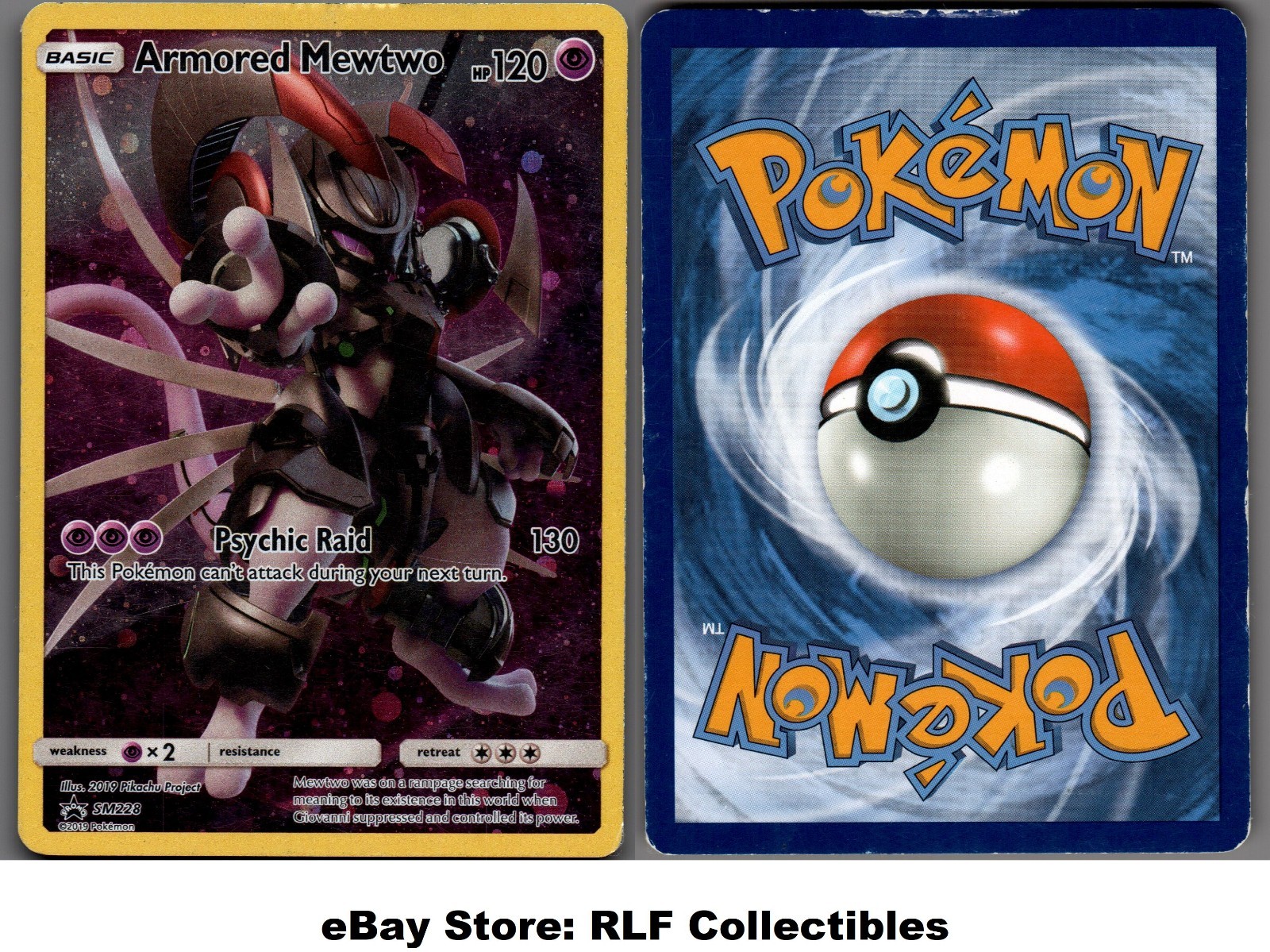 2019 Pokemon, Sun & Moon Promos, #SM228 Armored Mewtwo, Holo Black Star Promo