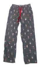 Womens Soft Gray Flannel Holiday Puppy Dog Sleep Pants Pajama Bottoms