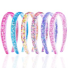 Glitter Headband for Girls,6 PCS Glitter Kids Headbands for Ages 4-12 Sparkly...
