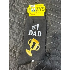 Foozys Crew Socks Mens 10-13 Black NEW 1 Dad Trophy Novelty Graphic FM-96