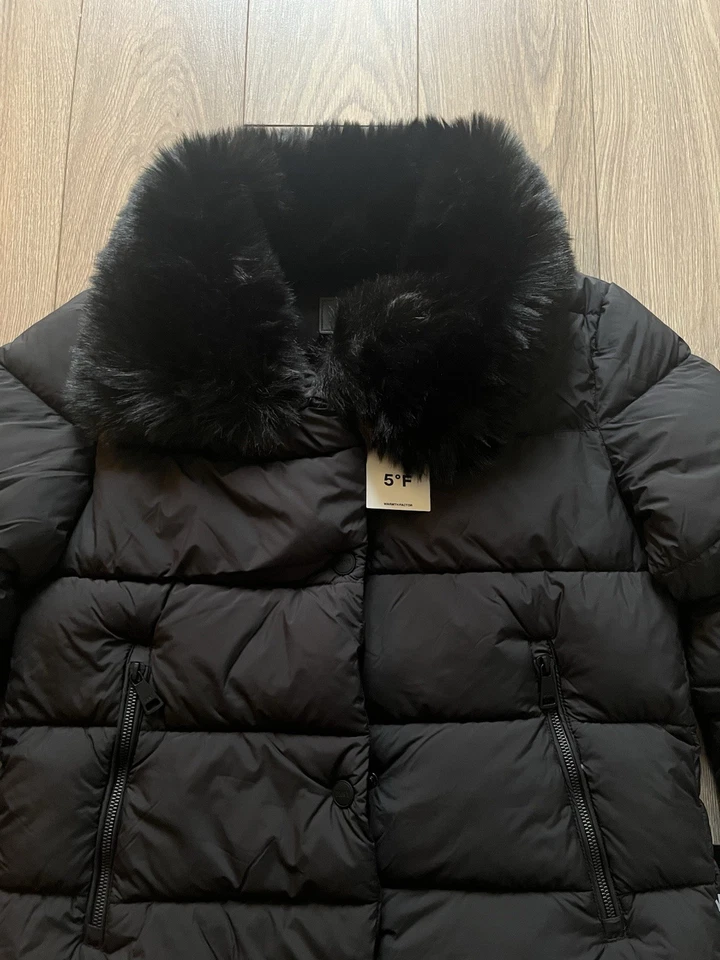 DKNY Fur Collar Puffer Jacket - Womens UK 10 - Black £220 RRP! - Image 3 of 4