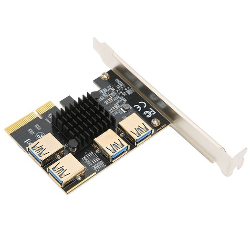Pci‑E Riser Card Pci‑E X4 1 To 4 Pci Express 16X Slot Adapter Card Usb 3.0 AM - Picture 16 of 24