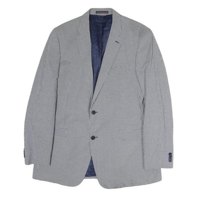 TOMMY HILFIGER klassisches Herren Sakko grau & blau XL Baumwolle gewebt Knopfverschluss
