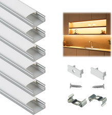 Muzata 6Pack 3.3FT/1M LED Channel Aluminum U Shape Silver LED Strip Diffuser Cha