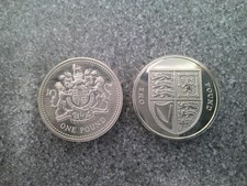 2008 £1 One Pound Shield Of Royal Arms and Royal Shield BU taken from Sets