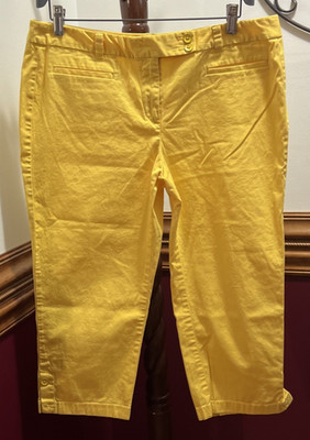 Dean St. Troper France Women's Yellow Cropped Capri Pants Zipper Fly 12P