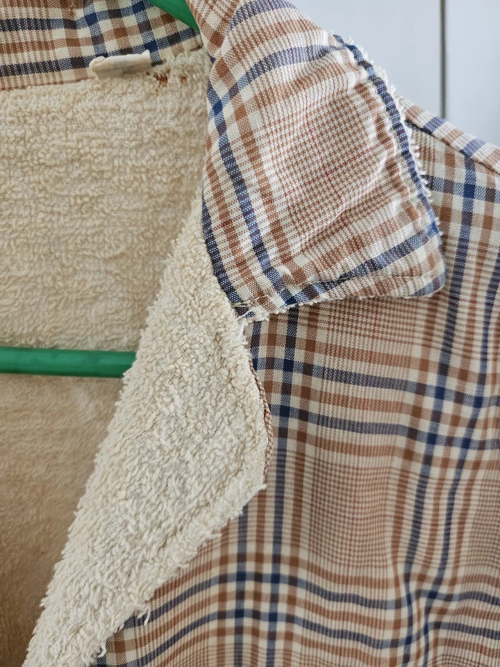 Vintage 50s 60s Plaid Terry Cloth Lined Cabana Shirt Pockets  ML - Image 2 of 4