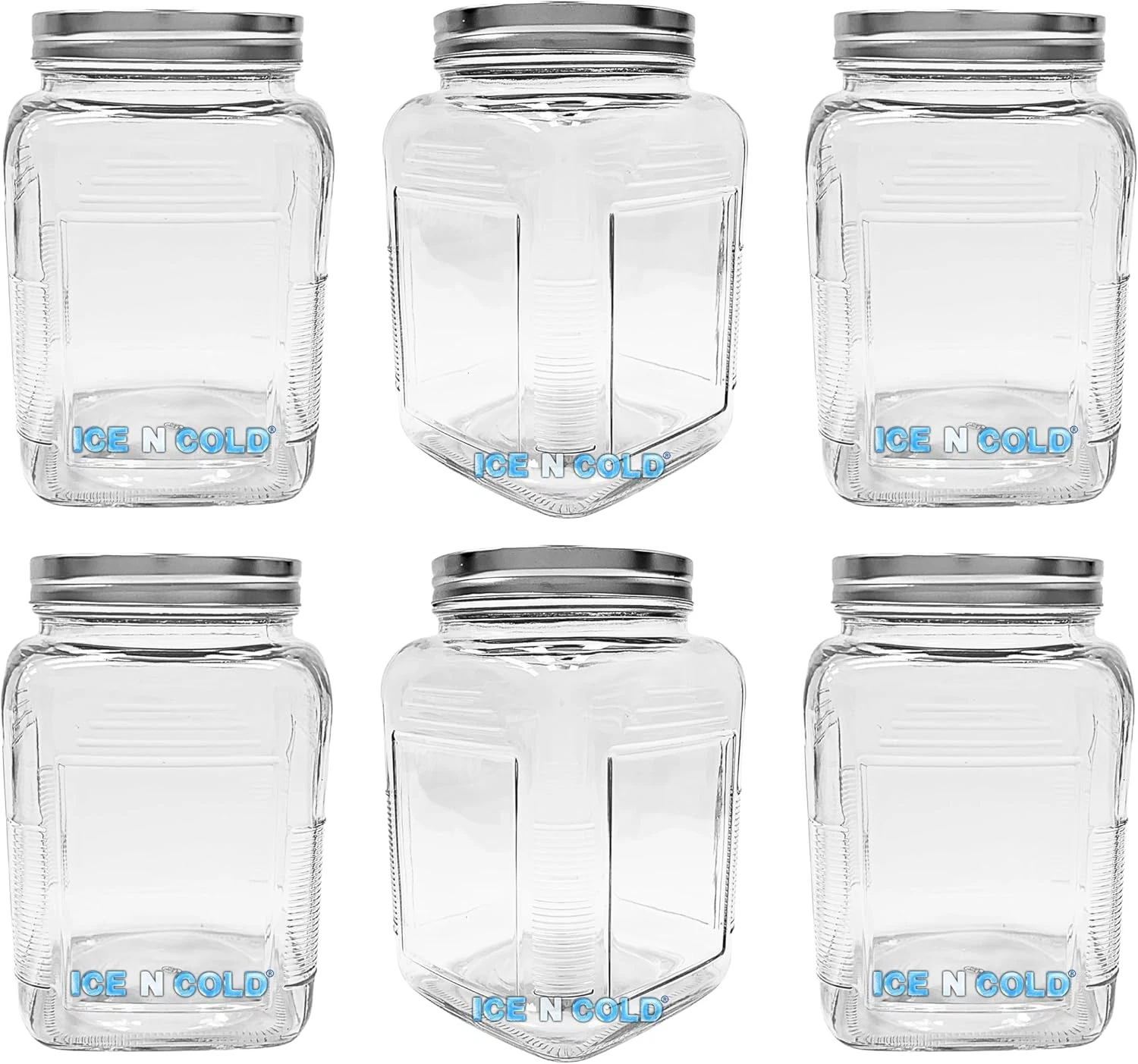 3L Glass Storage Jar with Aluminum Lid - Set of 6, 0.79 Gallon, 101 Oz