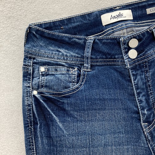 Angels Jeans Womens 8 Curvy Capri Classic Stretch Dark Wash Blue Denim Cuffed - Picture 3 of 14