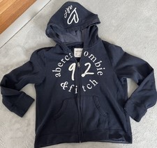 Abercrombie Kids Girls 13 - 14 Navy Hoodie Embroidered Sweatshirt