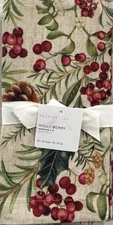 Pottery Barn Holly Berry Cotton/Linen Napkins Set/4