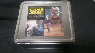 STAR WARS CLONE WARS PROMO LUNCH BOX STAFF VIEW GIFT 8-9-08 8X7X4 HTF RARE BEAUT
