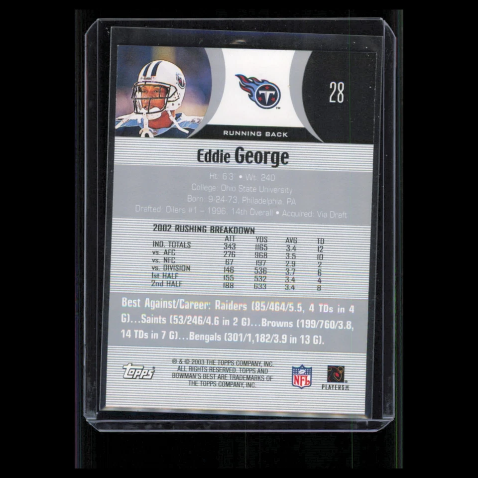 Eddie George #28 2003 Bowmans Best Tennessee Titans Football Card NFL NM - Image 2 of 3