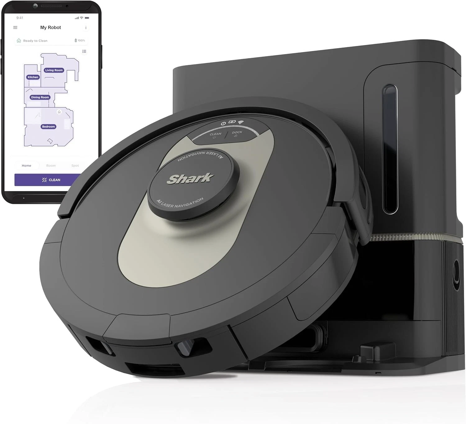 Shark AV2501AE Robot Vacuum Self Empty XL Base LIDAR WiFi App Mapping Clean