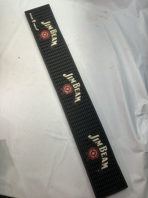Jim Beam Bourbon Whiskey Black Rubber Bar Drip Spill Mat Beer Pub 24  x 3.5 