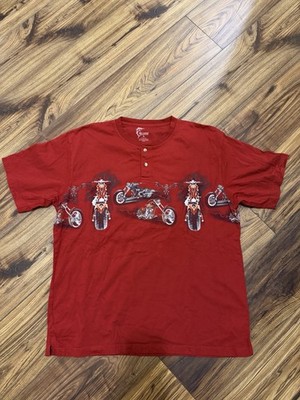 Reel Legends T-Shirt Red 100% Cotton Soft Men s XL Print All Around