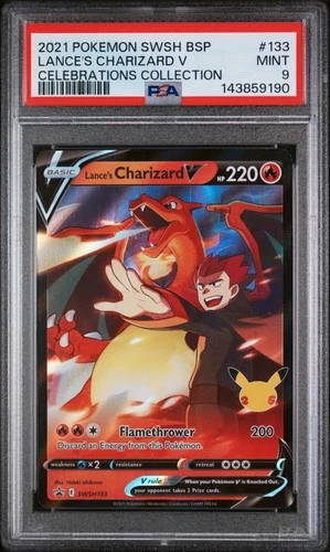 2021 POKEMON SWSH PROMO CELEBRATIONS COLLECTION LANCE'S CHARIZARD V PSA 9