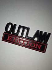 METAL 3D OUTLAW EDITION BLACK -RED Car Badge Self Adhesive Sticker Decal Emblem