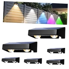 Solar Fence Lights Outdoor, Solar Wall Lights 9 Fixed Colors ＆ Color Changing 6
