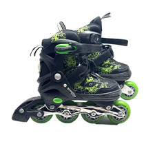Roller Derby Stability Youth Inline Skates Size 2-5 Black Green Used