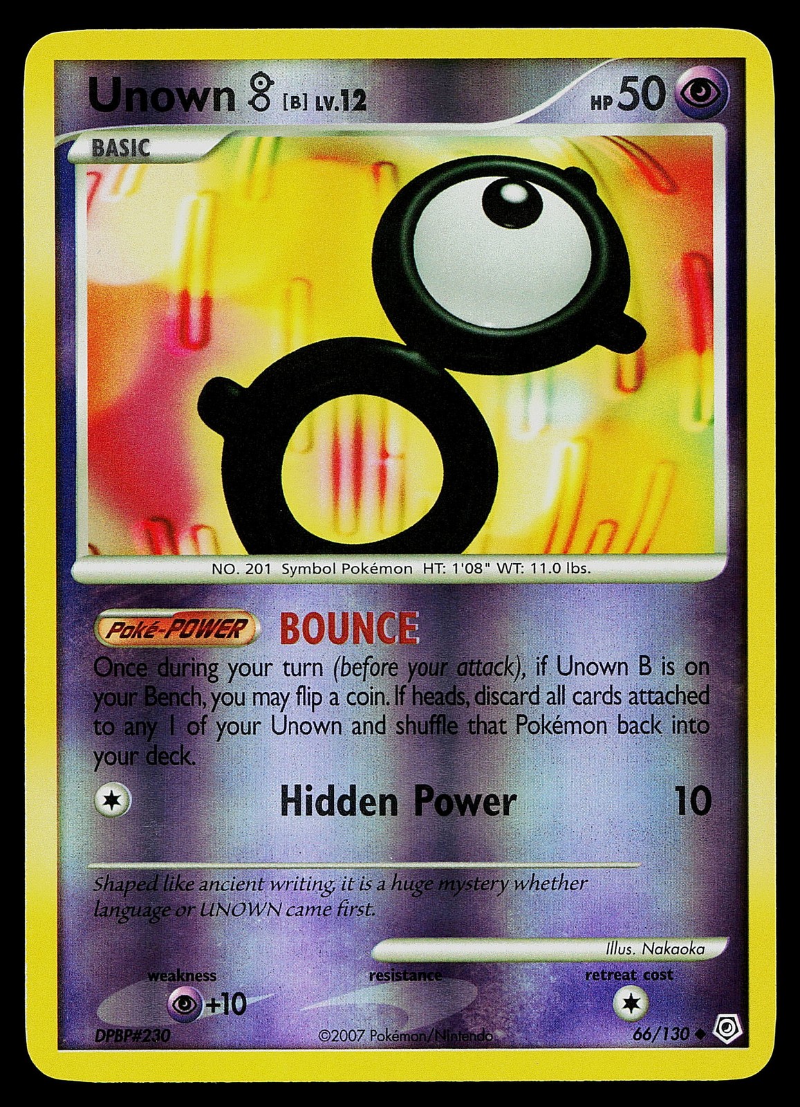Pokemon Card - Unown [B] Diamond and Pearl 66/130 Uncommon Reverse Holo