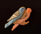 Vintage Costume Jewelry Brooch Two Love Birds On A Branch L@@K 🦜MCM