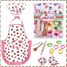 Chef Set for Kids - 13 Pcs Kid Cooking and Baking Sets Includes Apron, Hat, U...