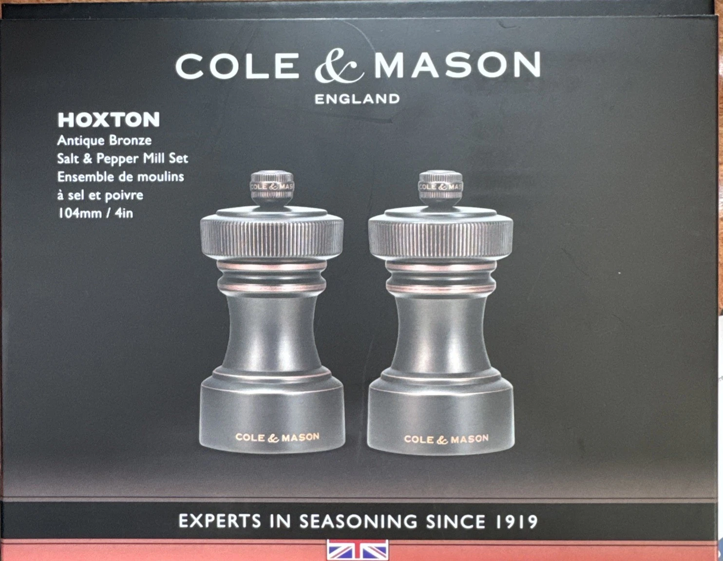 Williams Sonoma COLE & MASON HOXTON Bronze Salt & Pepper Mills 4” NIB