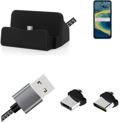 Ladestation für Nokia XR20 + USB-Typ C u. Micro-USB-Adapter