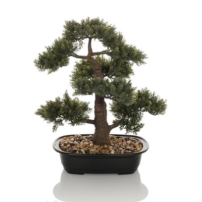 Künstlicher Bonsai Baum Kunstpflanze Kunstbaum Kiefer im Topf Pflanze hjh OFFICE - Bild 1 von 4