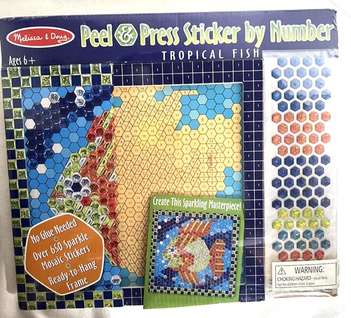 MELISSA & DOUG TROPICAL FISH PEEL & PRESS MOSAICS STICKER BY NUMBER – BRAND NEW