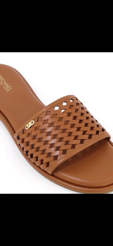 Michael Kors Women's Luggage Brown Saylor Slide Leather Sandals Size 6,5 M - Image 4 of 4