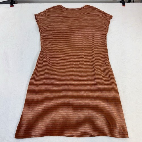 Pact 100% Bio Baumwolle über dem Knie Kleid Burnt Orange gestreift V-Ausschnitt MD - Bild 4 von 8