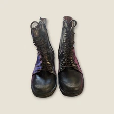 Original TMA Time Combat Boots, Brown & Metallic, Side Zip W/Laces, Sz 6.5