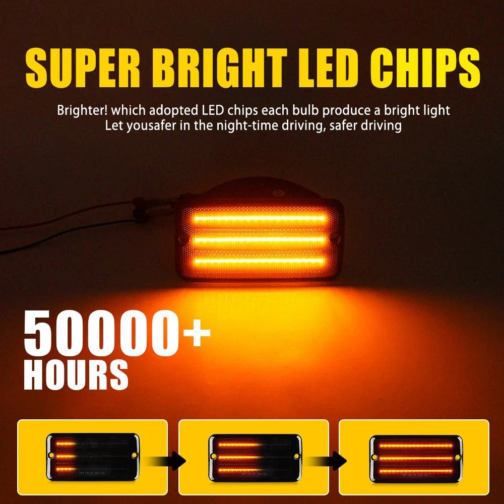 LED Front Fender Side Marker Bumper Signal Lights For 1997-06 Jeep Wrangler TJ A thumbnail 4