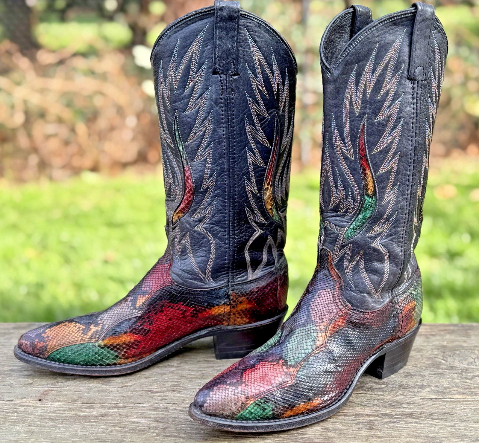 Vtg Dan Post Rainbow Python Snakeskin Cowboy Boot… - image 5