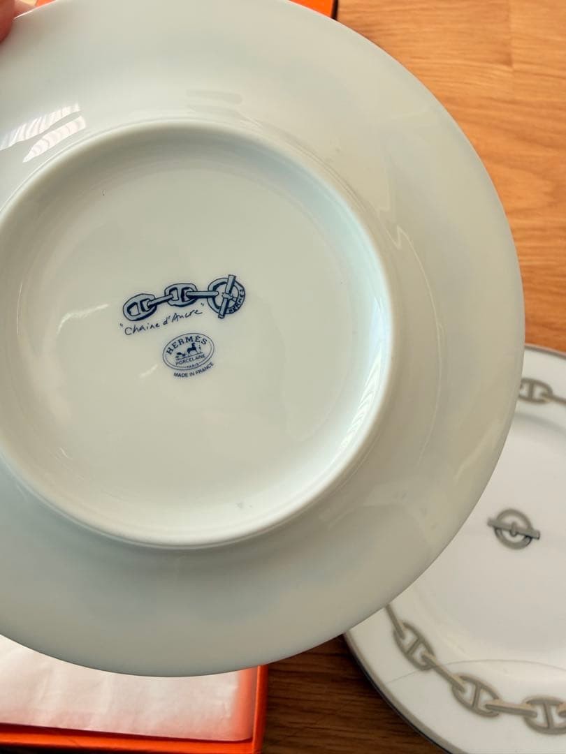 Hermes Bread Plate Chain D'Ancre Blue / Platinum Tableware Dish 2