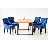 Tisch + 6X Chesterfield Stuhl Gruppe Garnitur Polster Lehn Holz Esszimmer StüHle