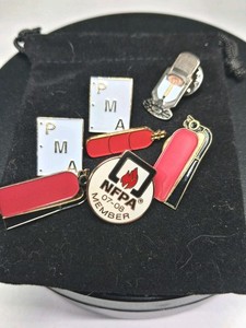 Vintage Fire Safety & Petroleum Pin Lot NFPA 07-08 Member PMA Enamel Lapel Pins