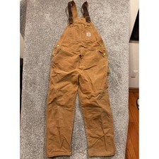 Carhartt Bib Overalls Mens 40x30 Brown R01 BRN Canvas Double Knee Work 