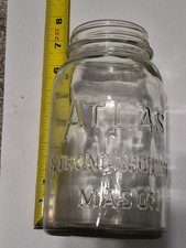 Vintage Mason Jar Atlas Strong Shoulder Clear, Bubble Imperfections In Glass