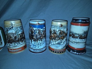 Eight (8) Budweiser Holiday Beer Steins