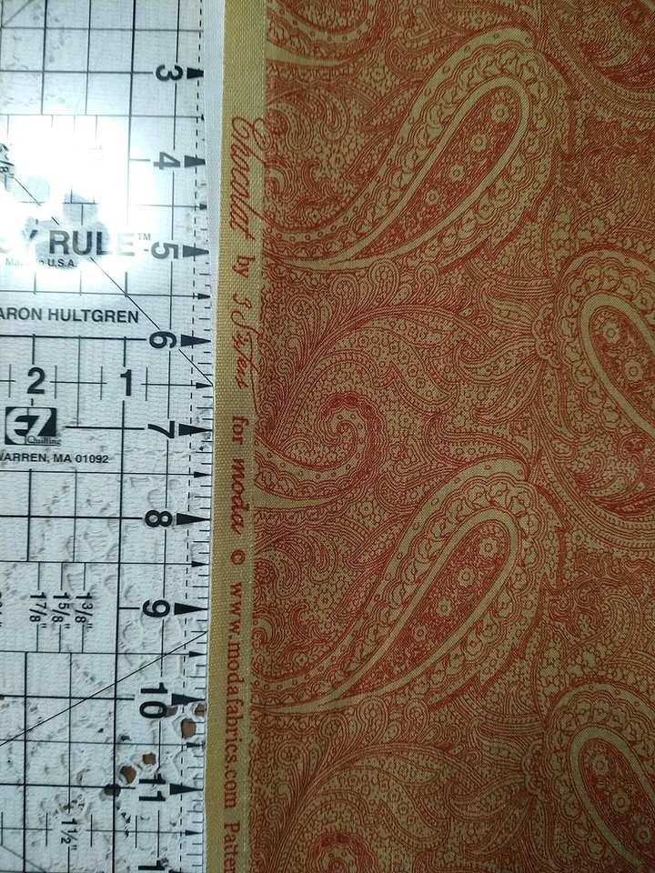 Chocolat by 3 Sisters for Moda Red Paisley on Tan Cotton BTHY 18x43" - Image 2 of 4