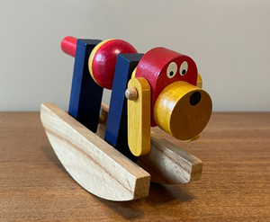 Classic wooden rocking DOG Child's 6"  Hound Toy, moveable rotating body