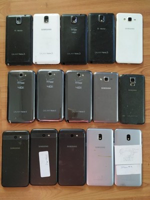 Lot of 15 Mixed Samsung Galaxy Note 3 and Note II and J7 /S5 and other for parts