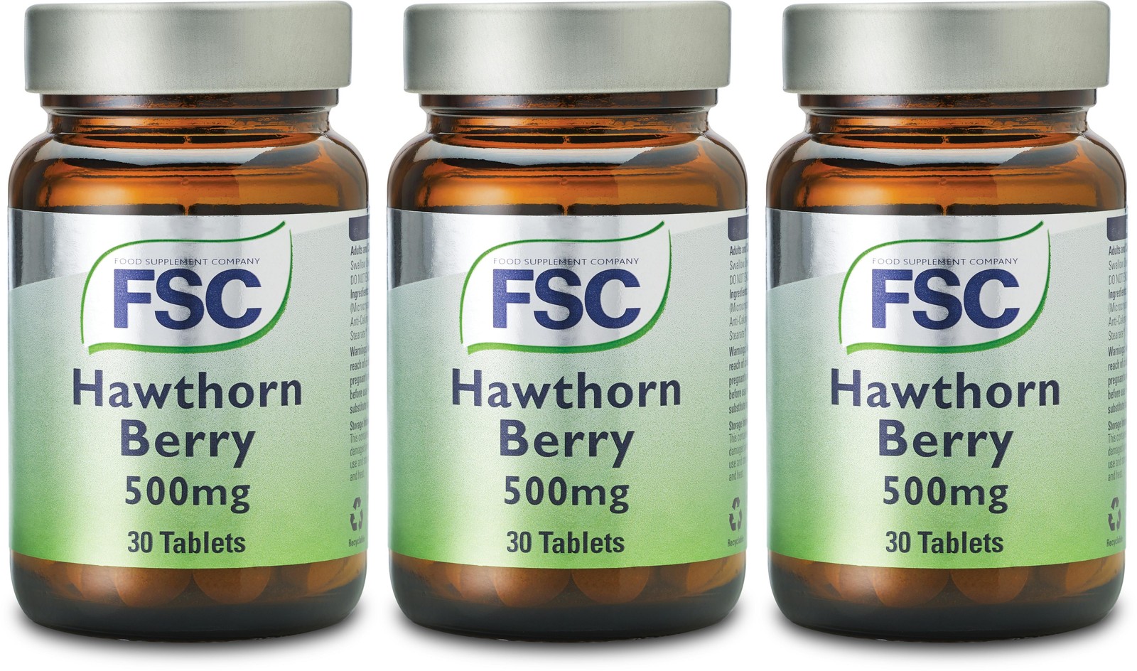 FSC Hawthorn 500mg 30 Tablets X 3
