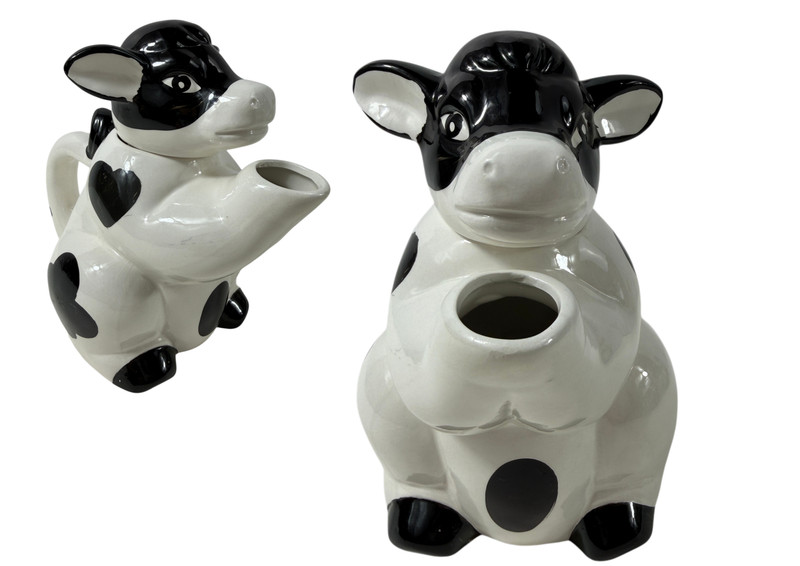 OBO🎀🐄Cute CERAMIC HOLSTEIN COW CREAMER PITCHER FRONT SPOUT FARMHOUSE DECOR🐄🎀